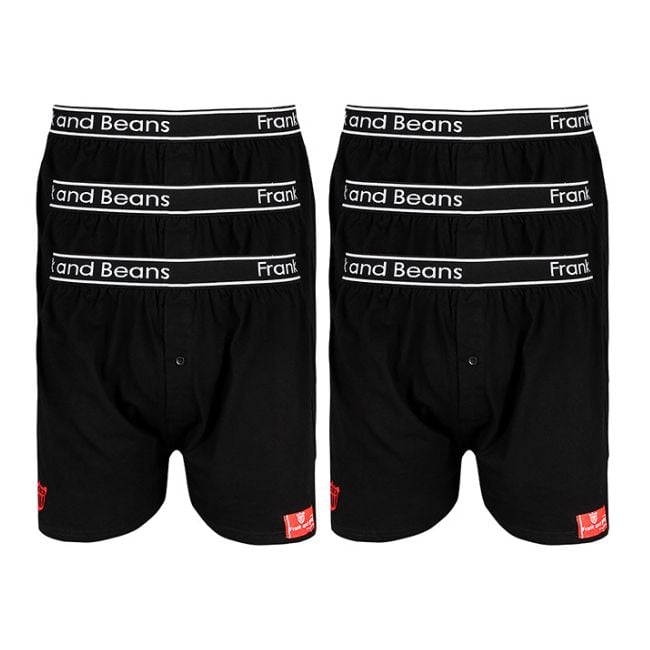 6 Mens Cotton Boxer Shorts Black
